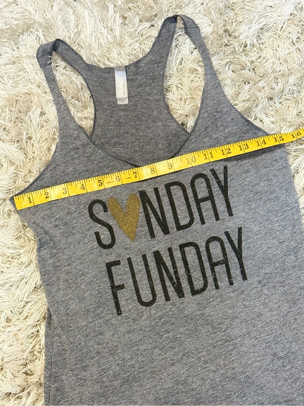 Sunday Funday Graphic Tank Top Gray Racerback Next Level Apparel Small - Picture 9 of 11